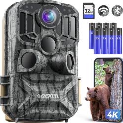 Camera de Chasse 4K 48MP HD WiFi Connect&eacute;e T&eacute;l&eacute;phone  &Eacute;tanche IP66 Vision Nocturne 120&deg; Carte 32GB