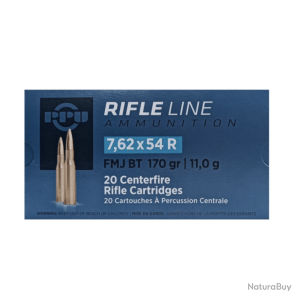 CARTOUCHES PPU 7.62x54R FMJ BT 170gr x20