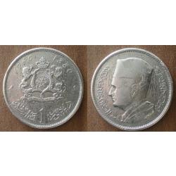 Maroc 1 Dirham 1960 1380 Piece Argent Roi Mohammed Dirhams Piece