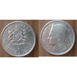 Maroc 1 Dirham 1960 1380 Piece Argent Roi Mohammed V Dirhams Piece