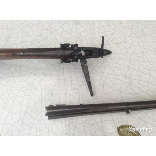 FUSIL JUXTAPOSE MIIXTE ANCIEN - DOUBLE CLE TYPE LEFAUCHEUX -  ARME RARE