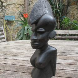 statuette  femme  africaine du gabon en eben