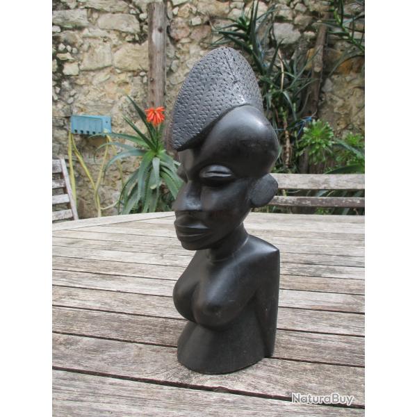 statuette  femme  africaine du gabon en eben