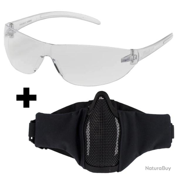Pack protection airsoft complet avec masque et lunettes