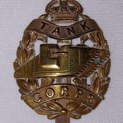 Cap badge insigne casquette Anglais Tank Corps R&eacute;giment WW1