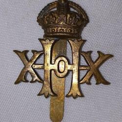 Cap badge insigne de casquette Anglais 20th Hussars cavalerie WW1 WW2
