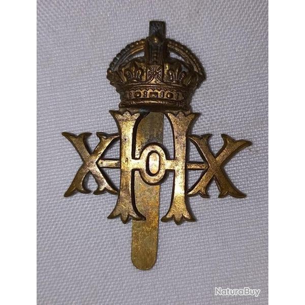 Cap badge insigne de casquette Anglais 20th Hussars cavalerie WW1 WW2