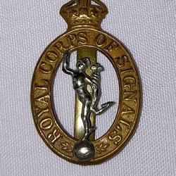 Cap badge insigne de casquette Anglais Royal Corps of Signals WW2