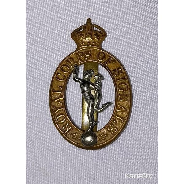 Cap badge insigne de casquette Anglais Royal Corps of Signals WW2