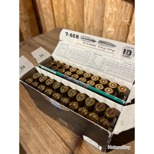 ENCHERES 1� - LOT 39 MUNITIONS 7X65R RWS ID CLASSIC 11,5g / GECO TEIL MANTEL 10,7g