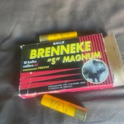 "Cartouches &agrave; balles calibre 20 Prevot Brenneke "S" Magnum"