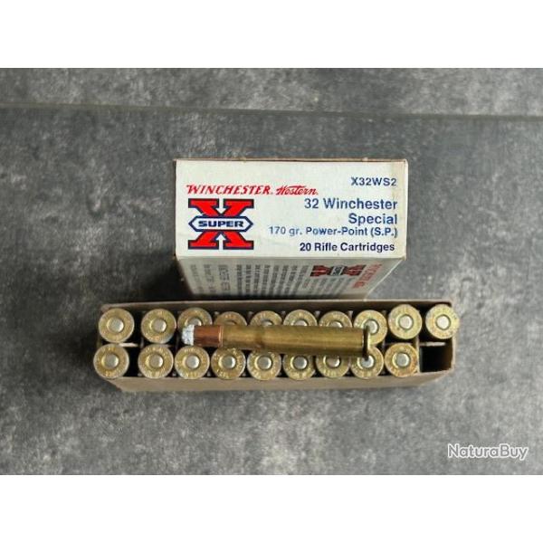 Boite 20 cartouches .32 Winchester Special - marque : Winchester SUPER X - balle Power-Point 170 gr.