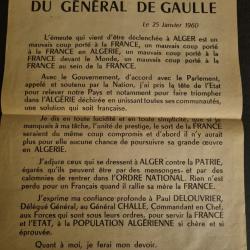 AFFICHE 1960 De Gaulle Algerie