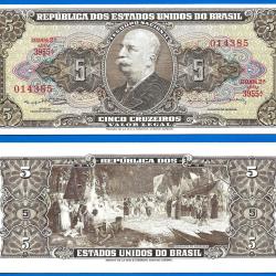 Bresil 5 Cruzeiros 1964 &agrave; 1966 Sign 14 Estampa 2A Billet Brasil Brazil Cruzeiro Real Reais
