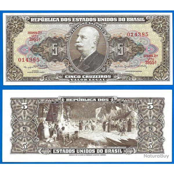 Bresil 5 Cruzeiros 1964 � 1966 Sign 14 Estampa 2A Billet Brasil Brazil Cruzeiro Real Reais