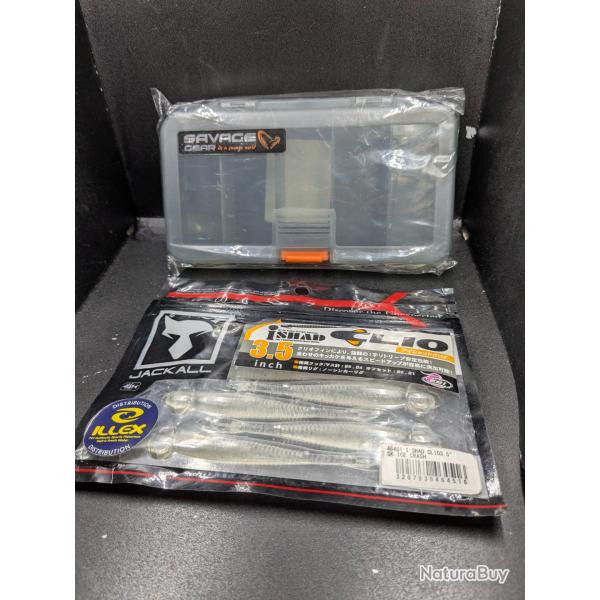 Lot 458/ Boite SAVAGE GEAR SMOKE 16.1cmX9.1cmX3.1 cm + JACKALL ISHAD