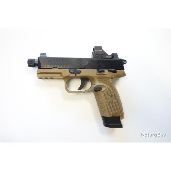 Pistolet FN HERSTAL FN 502 Tactical Bi-Tone Black/FDE - 22Lr  + holosun HS407K  plus filtage