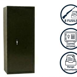 Armoire &agrave; fusils 8 armes Tresor Safe + coffre interne - SECURITE
