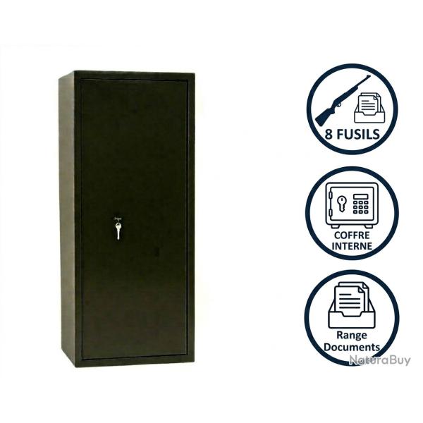 Armoire � fusils 8 armes Tresor Safe + coffre interne - SECURITE