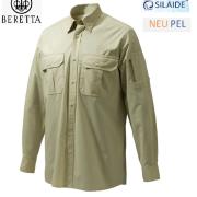 BERETTA Taille XXL Vert Olive Deux Poches Snaps Chemise Manches Longues