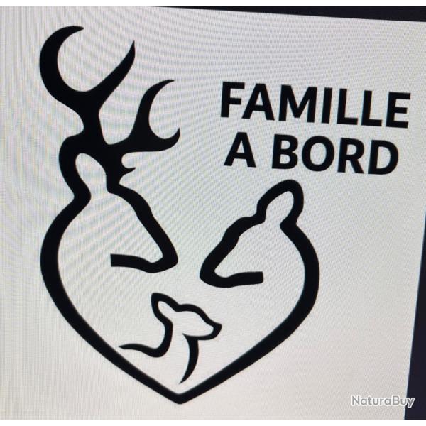 1 x Autocollants Famille � bord BROWNING d�co voiture camping car ou autres texte modifiable