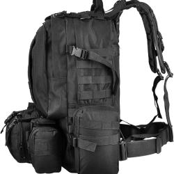 Sac &agrave; Dos Tactique Militaire 55L MOLLE Etanche Randonn&eacute;e Chasse Camping Trekking Voyage Robuste Noir