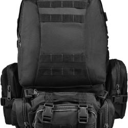 Sac &agrave; Dos Tactique Militaire 55L MOLLE Etanche Randonn&eacute;e Chasse Camping Trekking Voyage Robuste Noir