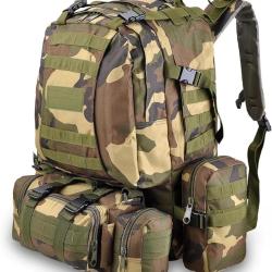 Sac &agrave; Dos Tactique Militaire 55L MOLLE Etanche Randonn&eacute;e Chasse Camping Trekking Voyage Robuste Camo