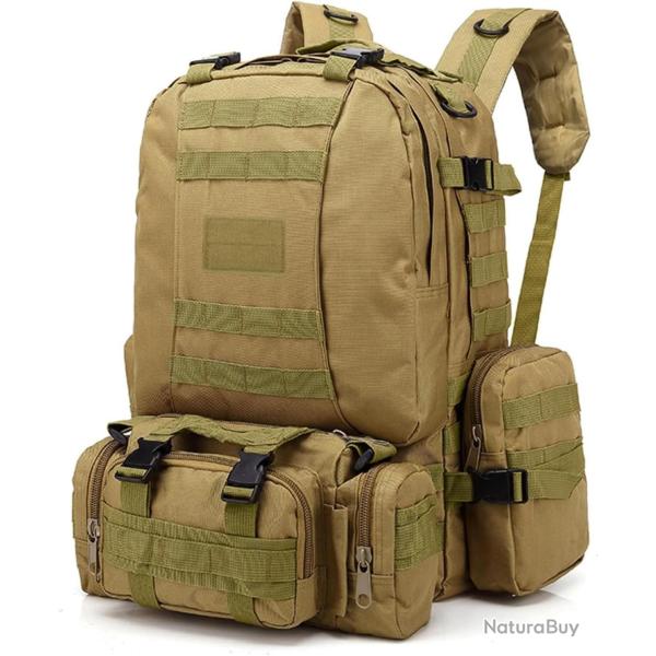 Sac � Dos Tactique Militaire 55L MOLLE Etanche Randonn�e Chasse Camping Trekking Voyage Robuste Kaki