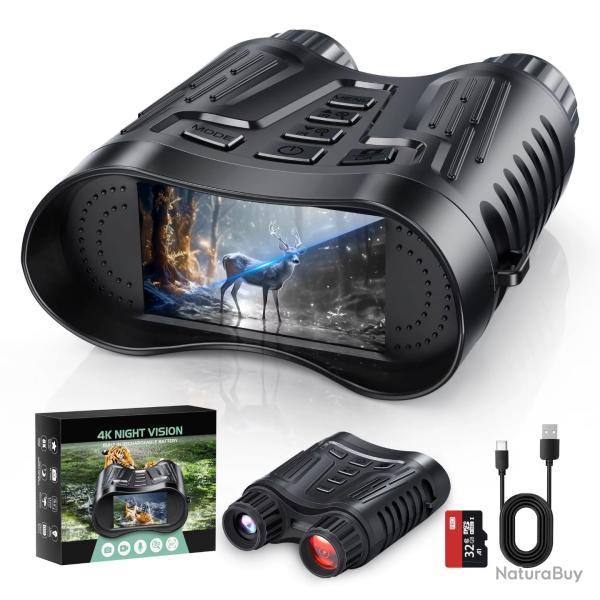 Jumelles Vision Nocturne 8X Zoom 300M HD 4K Observation Nature Camping Outdoor