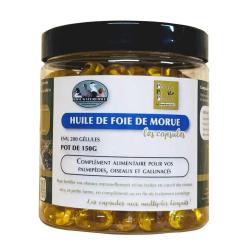 Capsules d'huile de foie de morue 150g - Fortifiant pour oiseaux et palmip&egrave;des