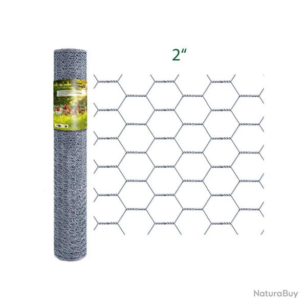 Grillage Hexagonal Galvanis� - Maille 50mm - Hauteur 1,5m - Rouleau 25m