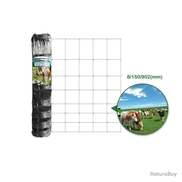 Grillage � moutons galvanis� H.0,95m L.50m - Maille progressive 8/15/90,2mm