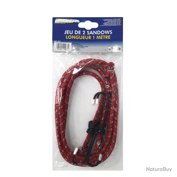 Lot de 2 tendeurs �lastiques 1 m�tre avec crochets