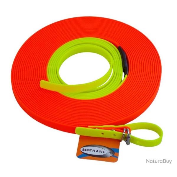 longe de recherche bi-couleurs 13 mm - 12 m Boucle biothane - jokidog