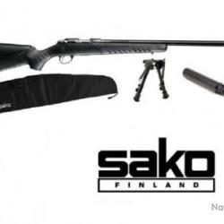CARABINE SAKO QUAD HEAVY BARREL 22LR + SILENCIEUX + FOURREAU + BIPIED