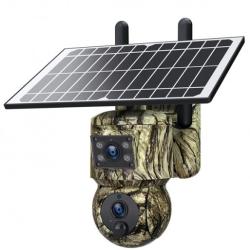 Cam&eacute;ra solaire 4G avec batterie, double objectif et double vue