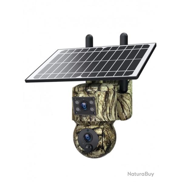Cam�ra solaire 4G avec batterie, double objectif et double vue