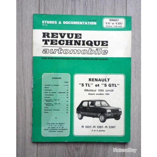 Voiture RENAULT  - 5 TL / GTL - Revue Technique Automobile -