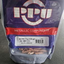 Ogives calibre 30 FMJ PPU Partizan 139 gr - lot de 50
