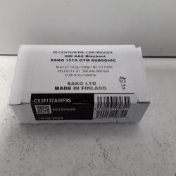 1 boite de 30 balles  Sako militaire cal.300AAC BLACKOUT 137A OTM SUBSONIC