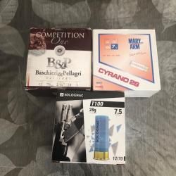 LIVRAISON OFFERTE  3x25 cartouche  solognac T100,mary arme cyranoB&Pcompetition cal 12/70 pl 7,5 28g