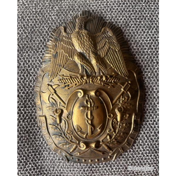 Plaque shako casque sapeurs pompiers de la Marine �poque Pr�sidence 1852 second empire