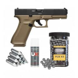 Pack Glock 17 Gen5 French Army T4E - Pistolet Balle Caoutchouc cal. 43