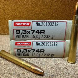LOT DE 2  BOITES DE MUNITIONS NORMA  9.3 X74 R VULKAN 15 GR