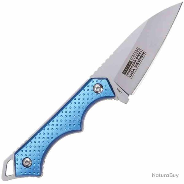 Couteau Tac Force Fixed Blade Lame Acier 3Cr13MoV Satin Manche Blue Alu Etui ABS TFFIX112BL