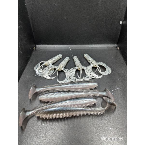 Lot 461 / Leurres souples FOXRAGE / 4 SPIKEY SHAD UV + 4 UV mini crawl ,DESTOCK..FISH AND FISHING.