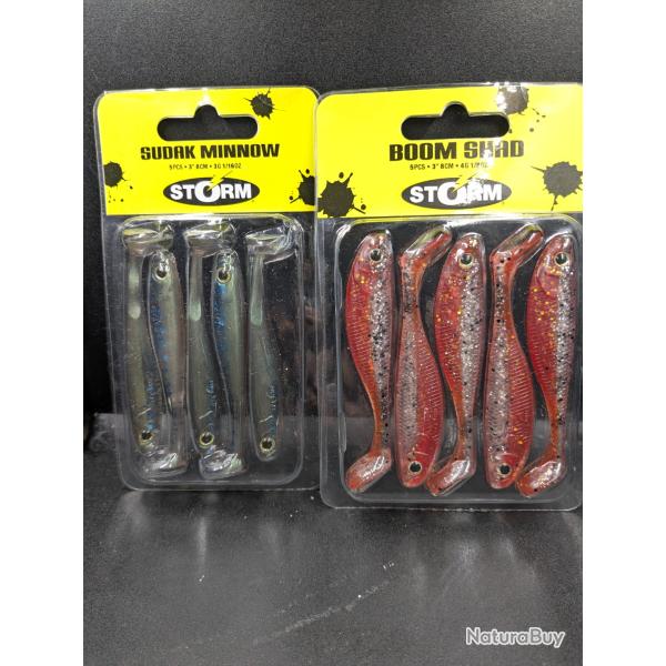 Lot 462/ Leurres STORM 2 blisters.SUDAK MINNOW+BOOM SHAD...