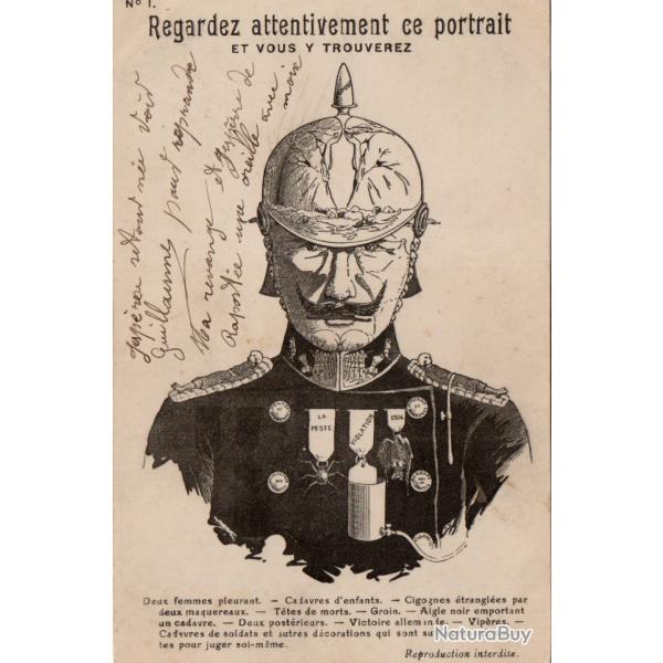 CPA - Regardez attentivement ce portrait ET VOUS Y TROUVEREZ " GUILLAUME II "  -N�7582