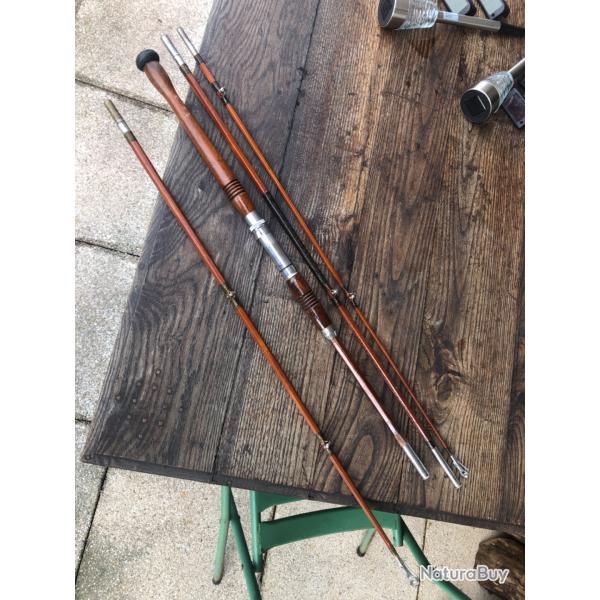 Ancienne canne � p�che en bambou refendu modulable